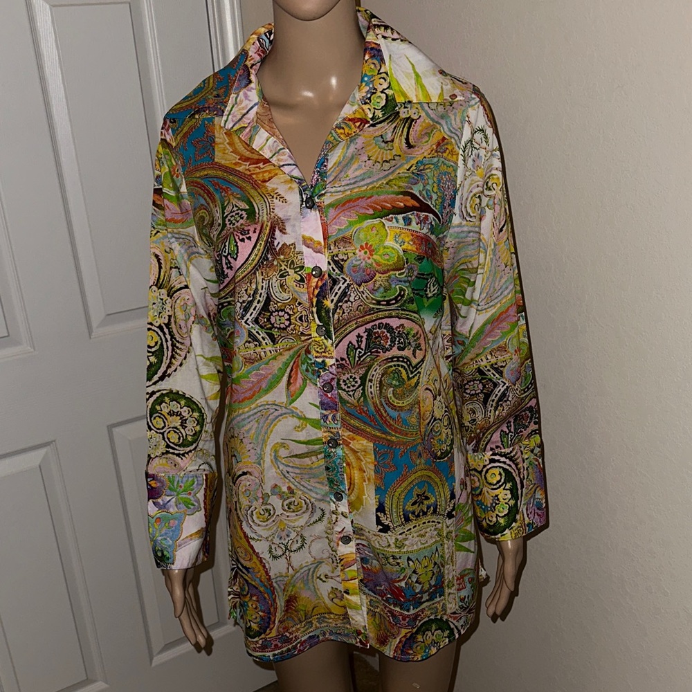 Mishca Vibrant Paisley Women's Blazer/Tunic Size Medium. - Picture 1 of 16